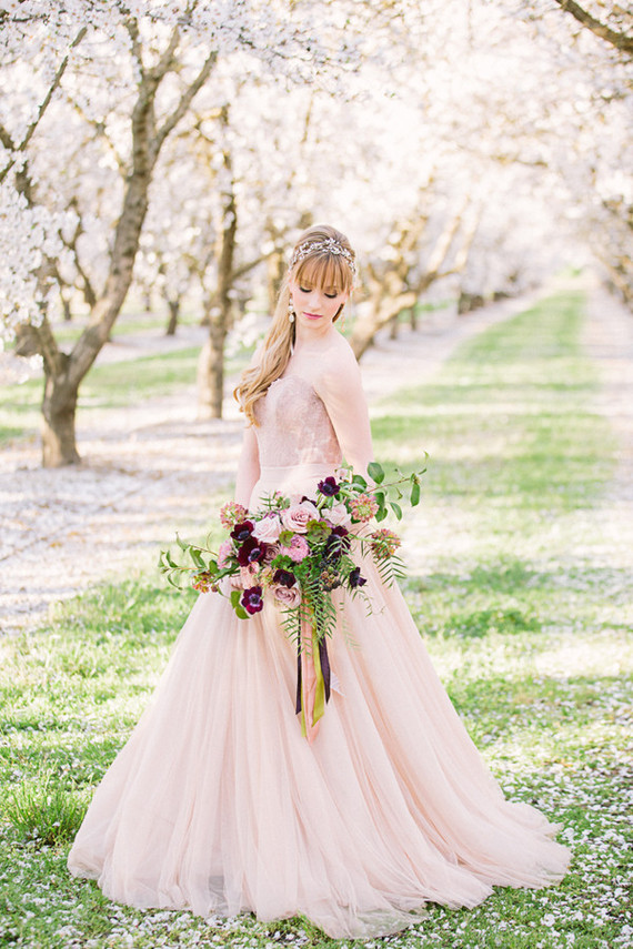 Pink BHLDN wedding dress