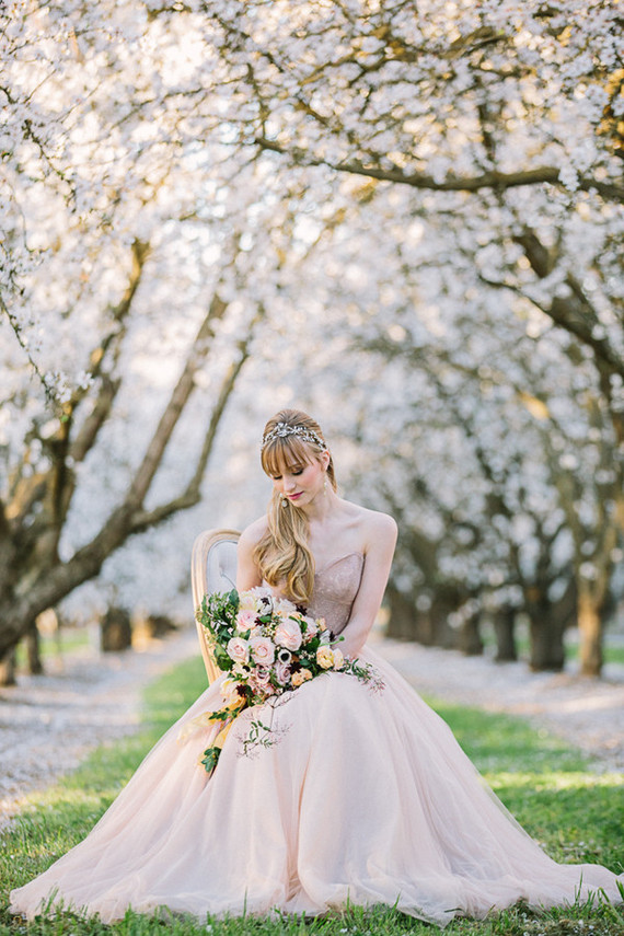 Pink BHLDN wedding dress