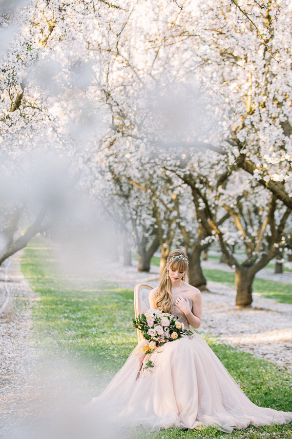 Pink BHLDN wedding dress