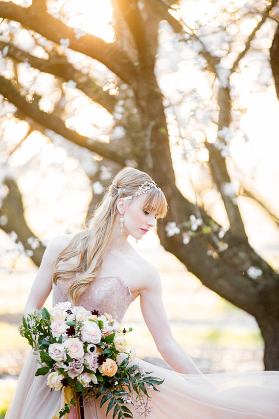 Pink BHLDN wedding dress