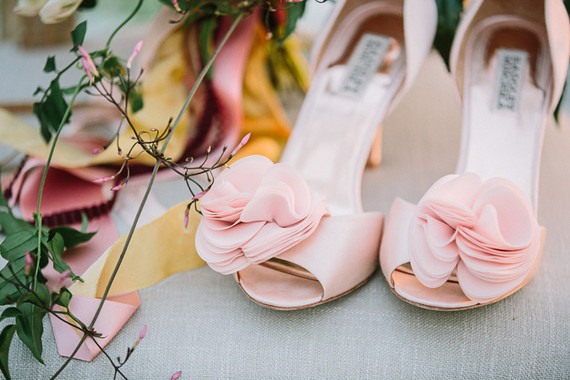 Pink Badgley Mischka wedding shoes