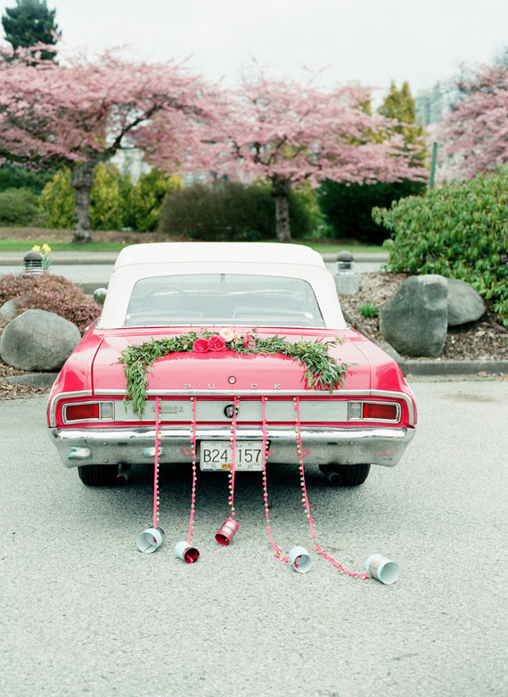Vintage red getaway car