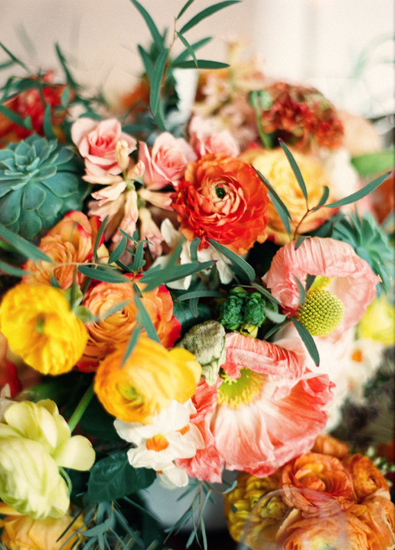 Ranunculus rose and succulent florals