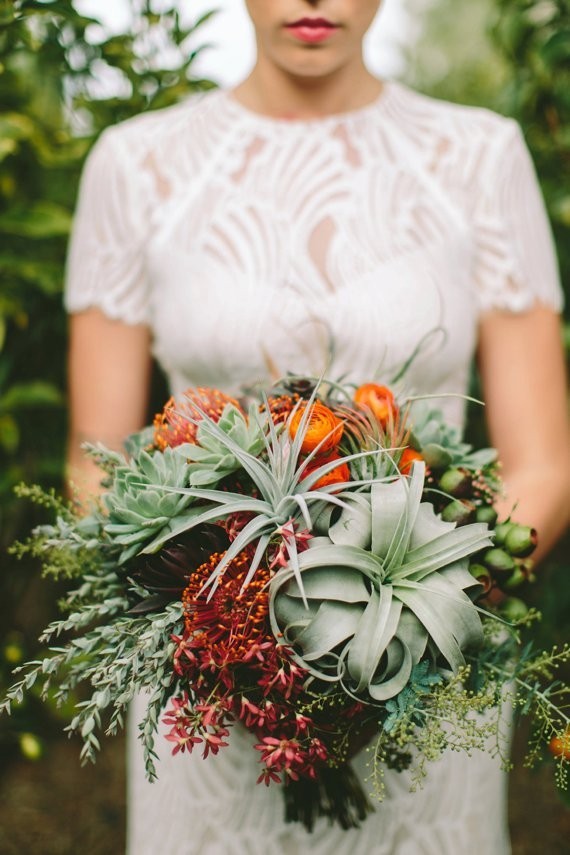 Air plant and wildflower bouquet