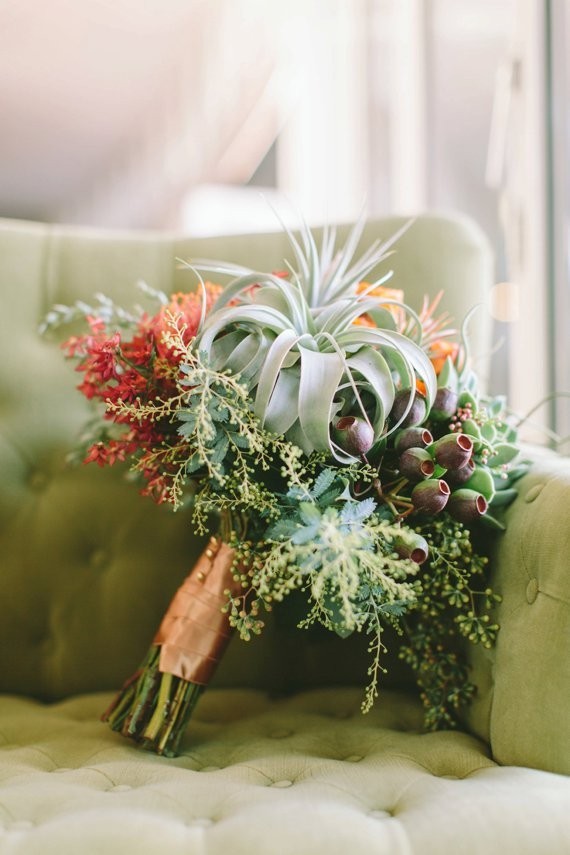 Air plant and wildflower bouquet