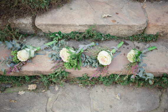 White and green boutonnieres