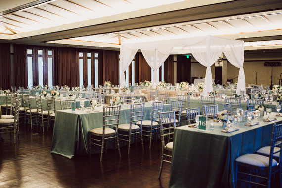 Modern blue and gold wedding reception Inspiration