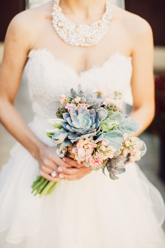 Light pink and green succulent bouquet