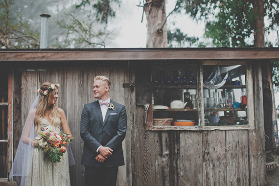 Colorful bohemian wedding portrait