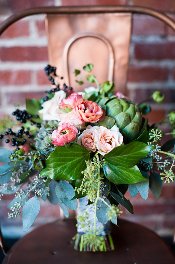 Green and Pink Bridal Bouquet
