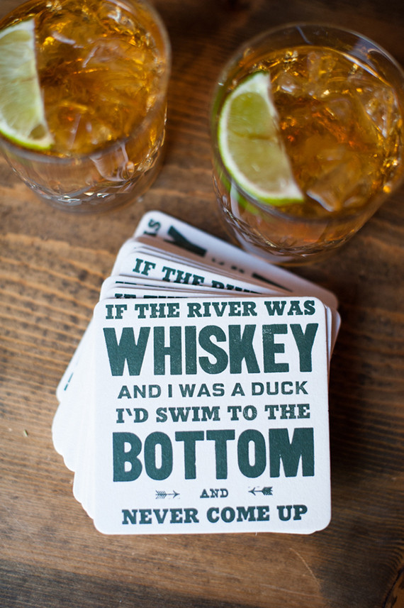 Whiskey themed cocktail coasters