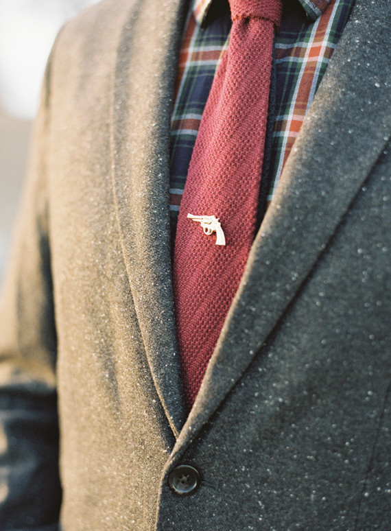 Red tie with plaid shirt