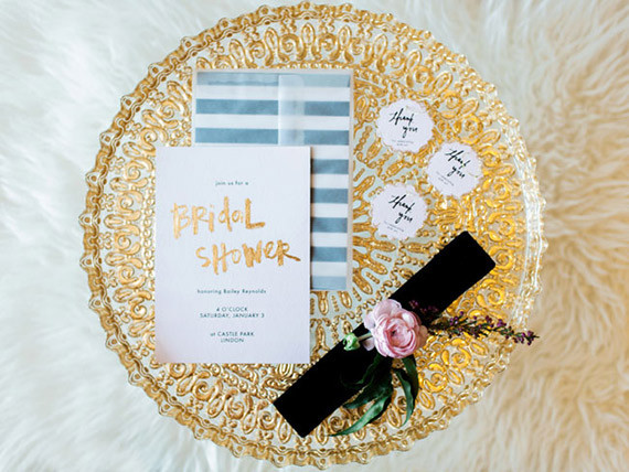 New Year's Bridal Shower gold invitation Inspiration