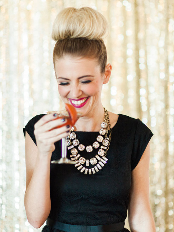 Bun and statement necklace