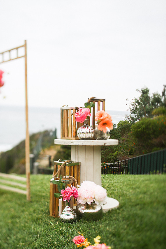 Colorful Malibu ceremony wedding decor