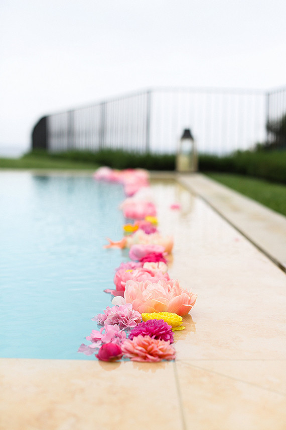 Pink flower pool decor