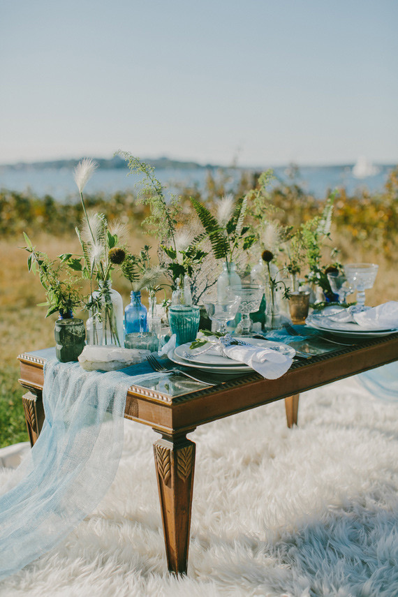 Golden Fall Coastal Wedding Tablescape