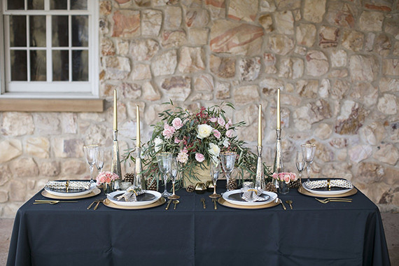 Black and Gold Wedding Tablescape