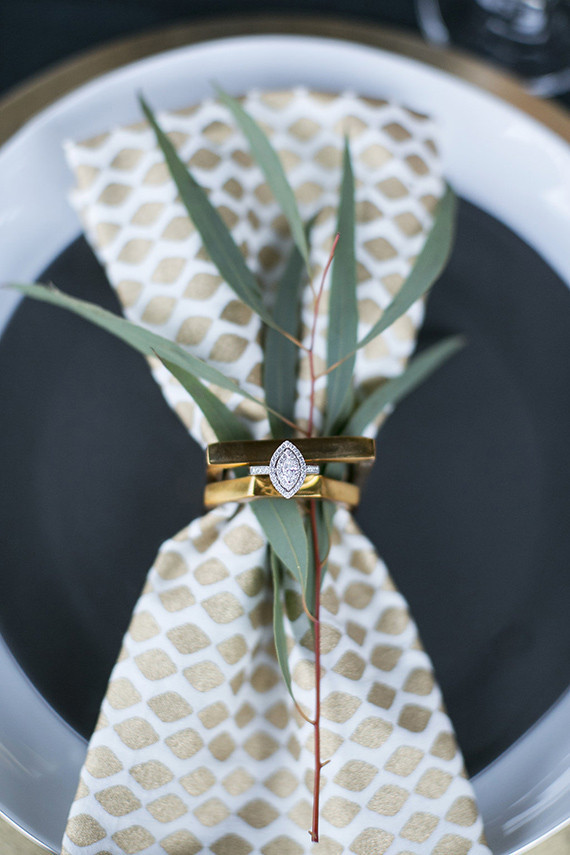 Black and Gold Wedding Place Setting Inspiration
