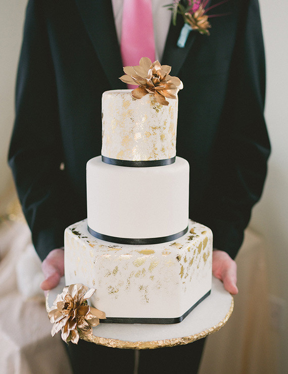 Modern Valentine's Day Wedding Cake