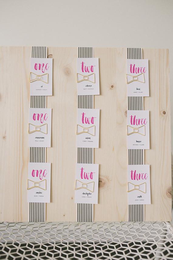 Modern Valentine's Day colorful wedding escort cards