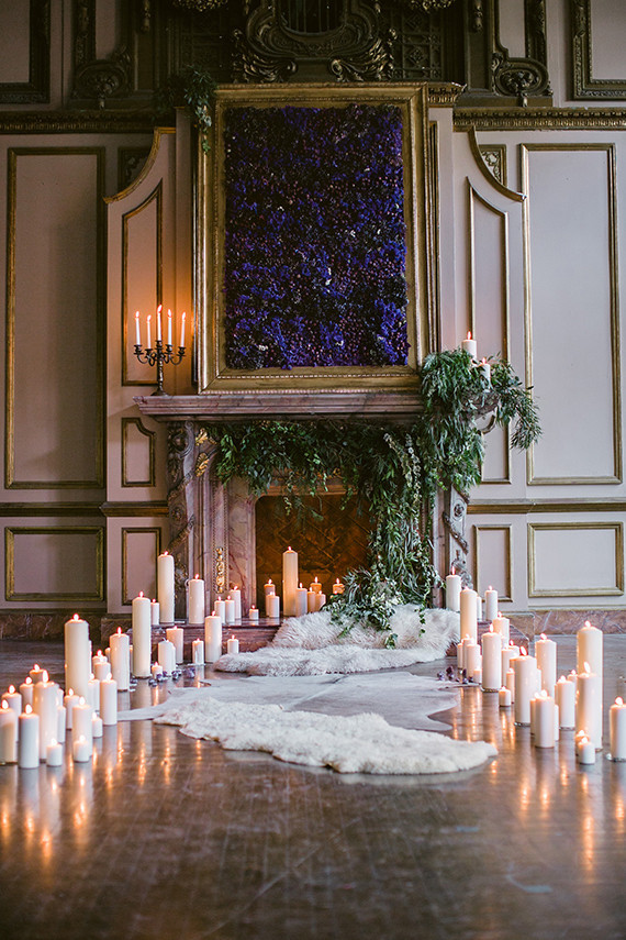 Romantic Luxe wedding altar with candle decor