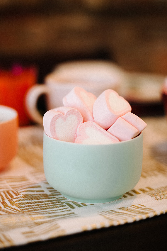 Pink heart shaped marshmellows
