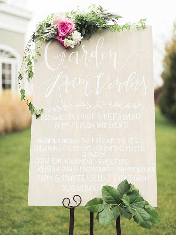 Floral wedding signage