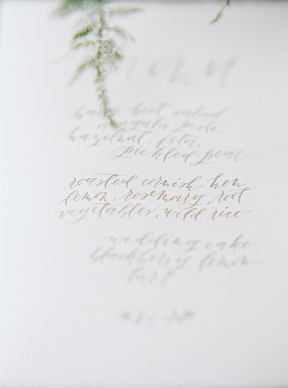 Calligraphed menu