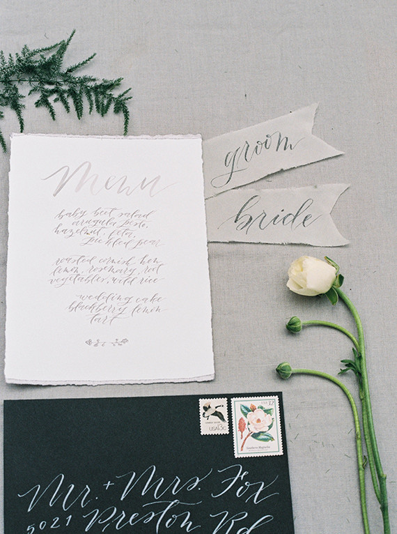 Calligraphed wedding invitations