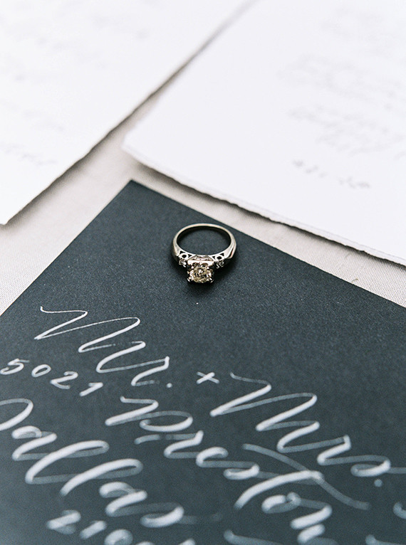 Calligraphed wedding invitations