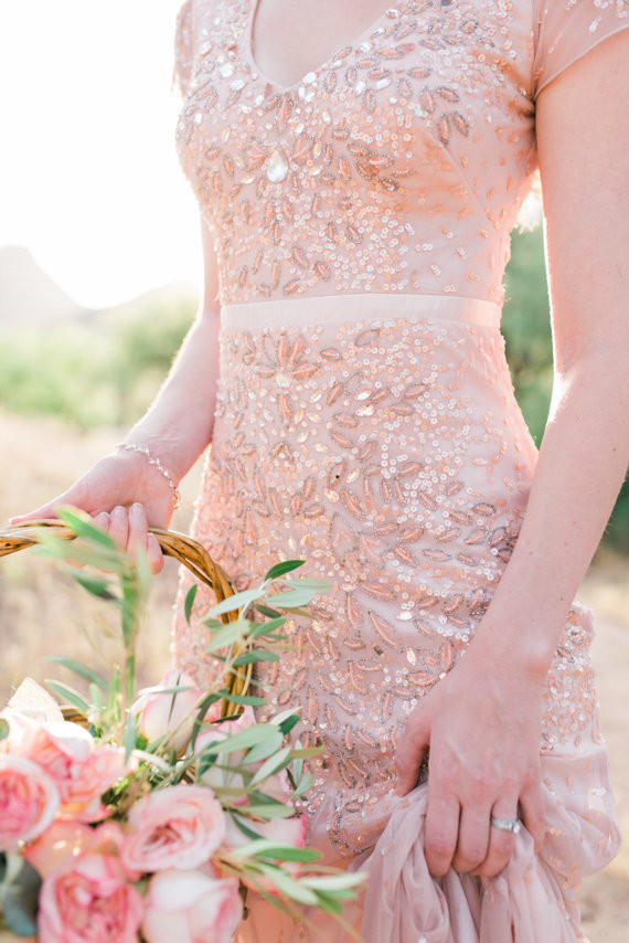 Blush dress and flowers