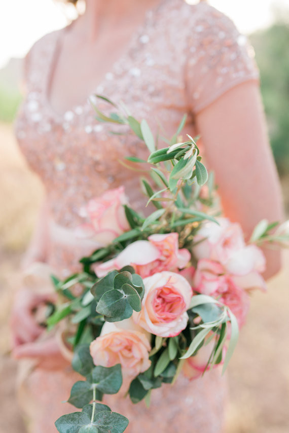 Blush dress and flowers