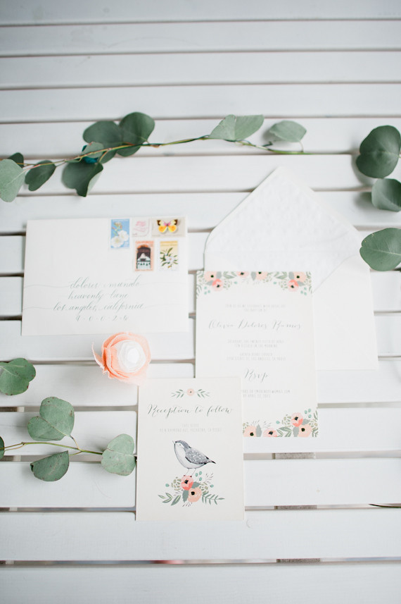 Floral baby girl party invites