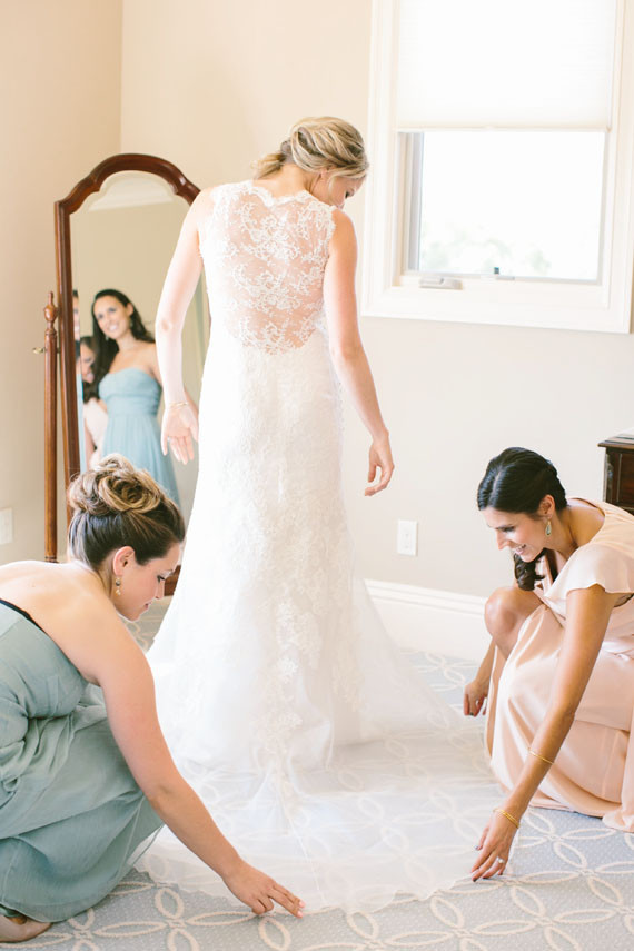 Lace backed wedding dress