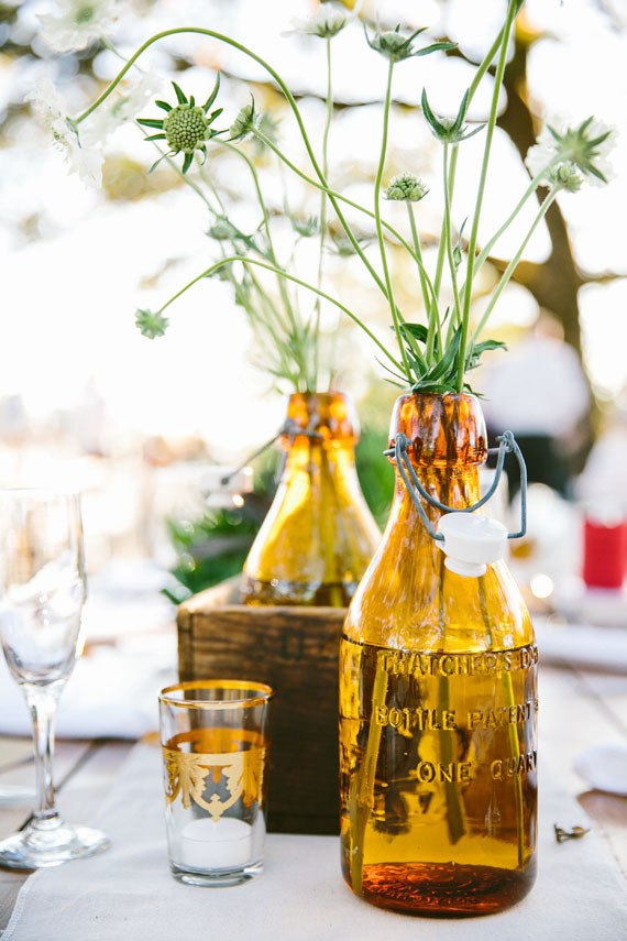 Vintage amber vessel centerpiece