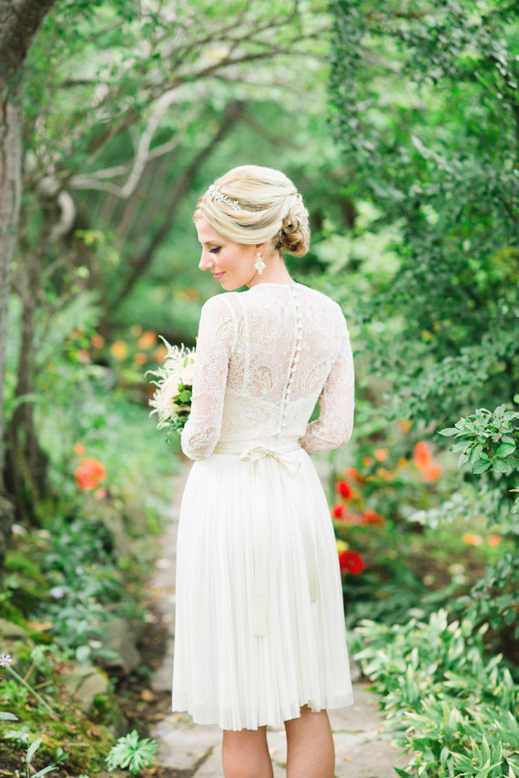 Intimate garden wedding bride