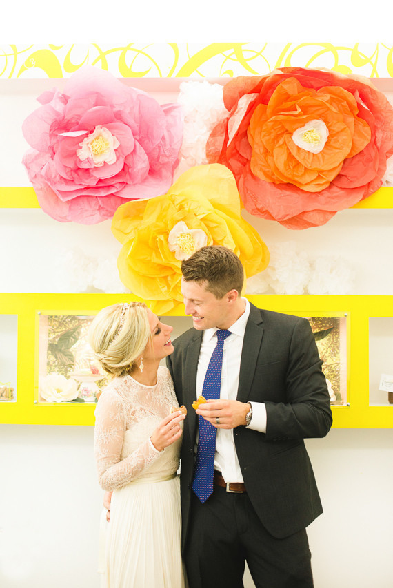 Intimate garden wedding portrait