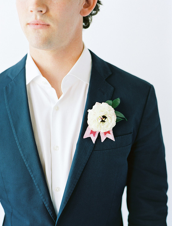Modern white boutonniere Inspiration