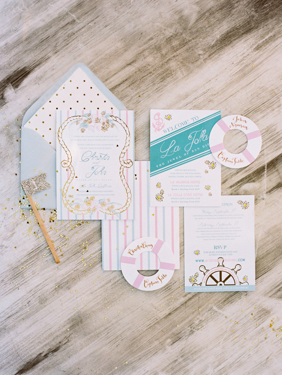 Nautical La Jolla wedding invitations