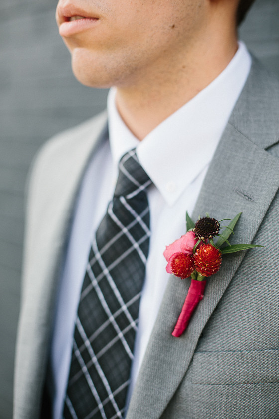 Red boutonniere