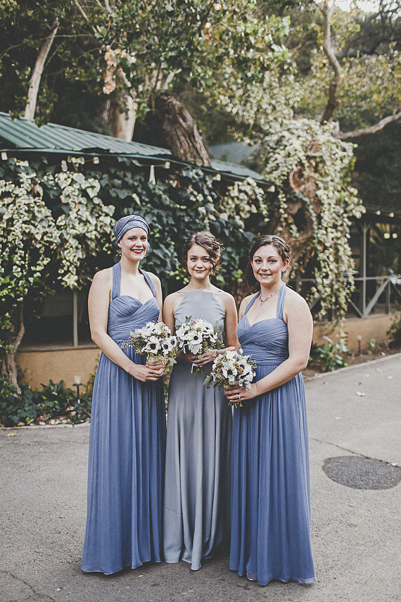 Bridesmaid in blue long dresses