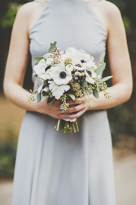 White peony bridesmaid bouquet