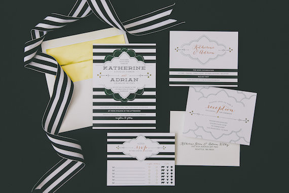 Black and white invitations