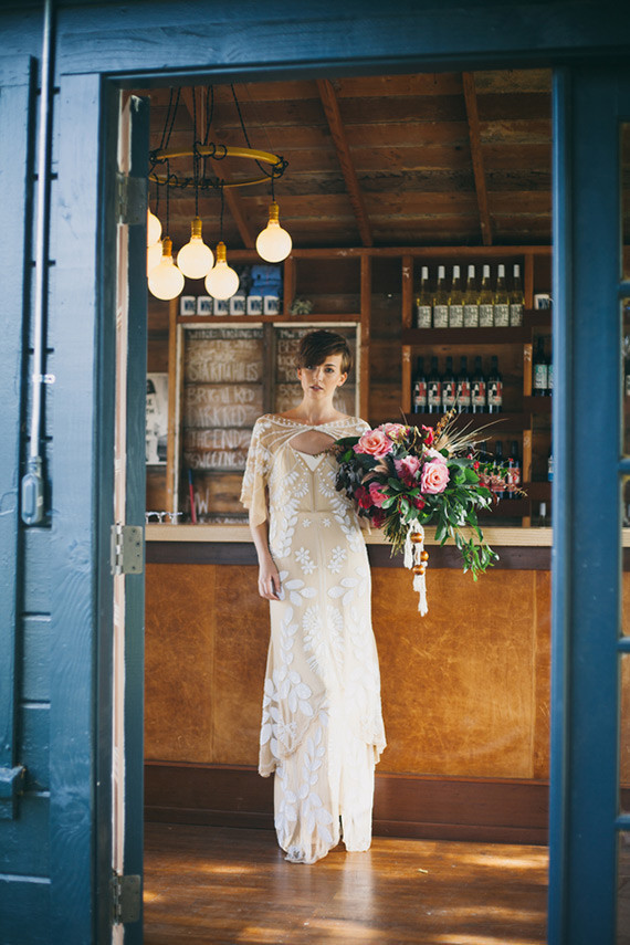 Bride in lace vintage dress