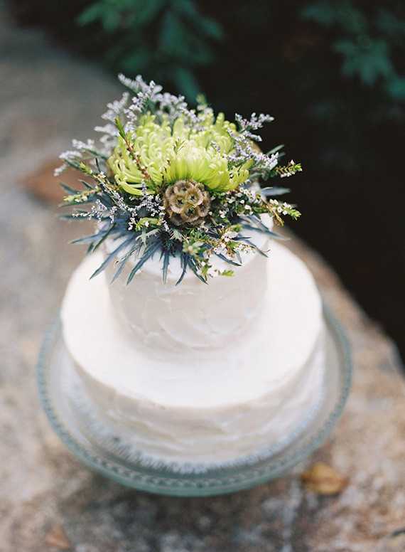 Cake with green floral topper