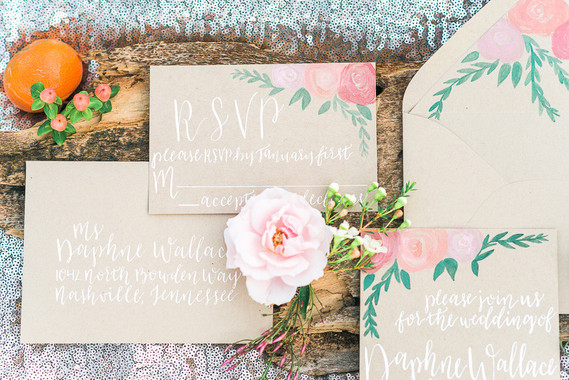 Pastel and gold wedding invitation