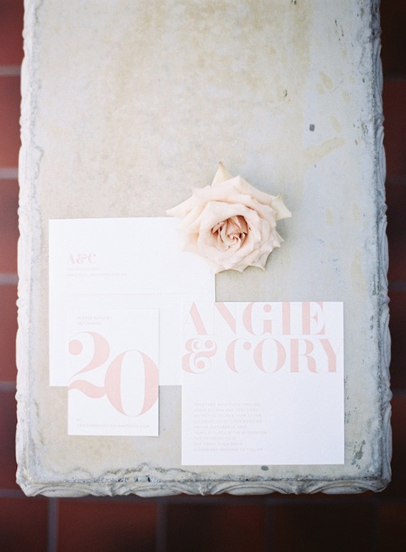 Light pink and white wedding invitation