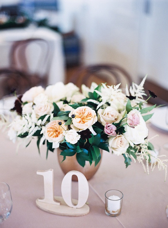 Elegant centerpiece and table number