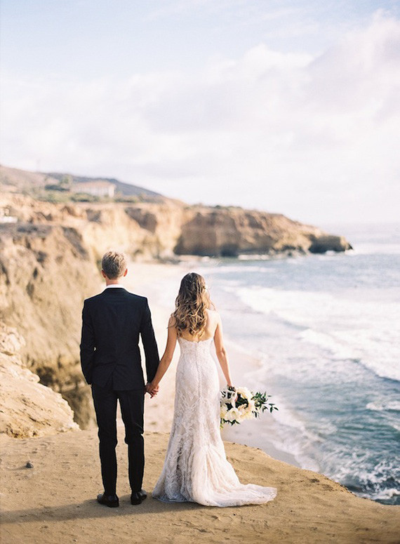 Elegant San Diego wedding beach portrait